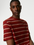 Set of 2 Pure Cotton Striped T-Shirt with Drawstring Shorts