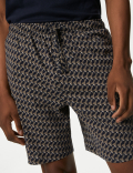 Set of 2 Pure Cotton Crew Neck T-Shirt with Printed Drawstring Shorts