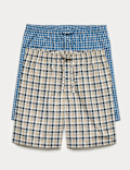 2 Pack Pure Cotton Checked Pyjama Shorts
