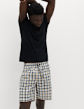 2 Pack Pure Cotton Checked Pyjama Shorts