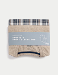 Pure Cotton Neutral Checked Pyjama Set