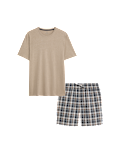 Pure Cotton Neutral Checked Pyjama Set