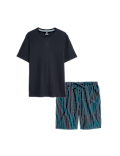 Pure Cotton Waffle Striped Pyjama Set