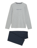 Pure Cotton Always Tired Slogan Pyjama Set
