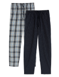 2pk Pure Cotton Checked Pyjama Bottoms