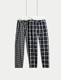 2pk Pure Cotton Checked Pyjama Bottoms