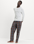 Pure Cotton Henley Checked Pyjama Set