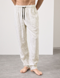 Linen Rich Striped Pyjama Bottoms