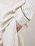 Linen Rich Striped Pyjama Bottoms