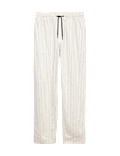 Linen Rich Striped Pyjama Bottoms