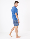 Cotton Mini Checked Pyjama Shorts Set