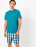 Cotton Checked Pyjama Shorts Set