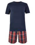 Pure Cotton Checked Pyjama Shorts Set