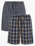 2 Pack Cotton Checked Pyjama Shorts