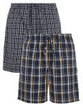 2 Pack Cotton Checked Pyjama Shorts