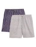 2 Pack Pure Cotton Printed Pyjama Shorts
