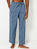 2 Pack Pure Cotton Checked Long Pyjama Bottoms