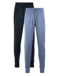 2 Pack Pure Cotton Cuffed Pyjama Bottoms