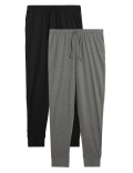 2 Pack Pure Cotton Cuffed Pyjama Bottoms
