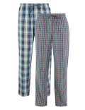 2 Pack Pure Cotton Checked Pyjama Bottoms