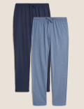 2 Pack Pure Cotton Jersey Pyjama Bottoms