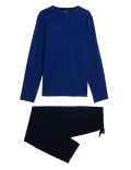 Pure Cotton Striped Crew Neck Pyjama Set