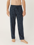 Pure Cotton Checked Loungewear Bottoms