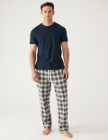 Pure Cotton Checked Pyjama Bottoms