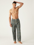 Pure Cotton Checked Loungewear Bottoms