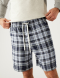 Pure Cotton Checked Loungewear Shorts