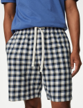 Pure Cotton Checked Loungewear Shorts