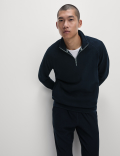 Cotton Blend Half Zip Loungewear Top
