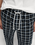 Pure Cotton Checked Loungewear Bottoms