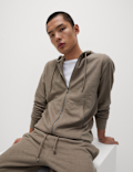 Pure Cotton Textured Zip Through Hoodie