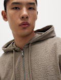 Pure Cotton Textured Zip Through Hoodie