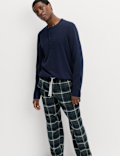 Pure Cotton Checked Loungewear Bottoms
