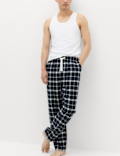 Pure Cotton Checked Loungewear Bottoms