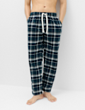 Pure Cotton Checked Loungewear Bottoms