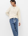 Cotton Rich Textured Henley Loungewear Top