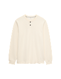Cotton Rich Textured Henley Loungewear Top