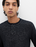 Cotton Rich Textured Henley Loungewear Top