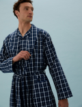 Cotton Lightweight Checked Dressing Gown