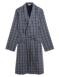 Cotton Blend Checked Dressing Gown