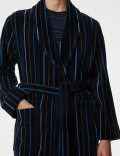 Pure Cotton Velour Striped Dressing Gown