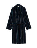 Pure Cotton Velour Striped Dressing Gown