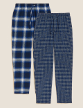 2pk Brushed Cotton Pyjama Bottoms