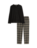 Brushed Cotton Ombre Check Pyjama Set