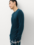 Pure Cotton Brushed Henley Checked Pyjama Set