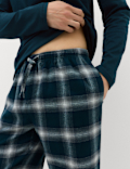 Pure Cotton Brushed Henley Checked Pyjama Set