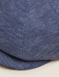 Linen Blend Textured Baker Boy Hat